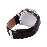 Guess Exec Chronograph White Dial Brown Leather Strap Watch For Men - W0076G2