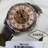 Fossil Grant Chronograph Cream Dial Brown Leather Strap Watch for Men - ME3122