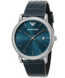 Emporio Armani Dress Quartz Blue Dial Blue Leather Strap Watch For Men - AR2501