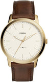 Fossil The Minimalist White Dial Brown Leather Strap Watch for Men - FS5397