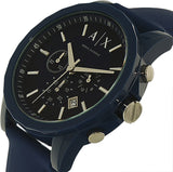 Armani Exchange Outerbanks Chronograph Blue Dial Blue Silicone Strap Watch For Men - AX1327