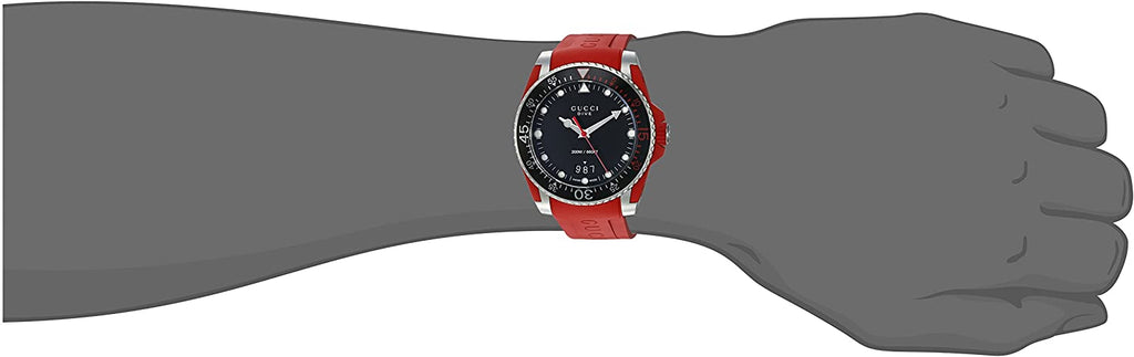GUCCI グッチ腕時計 Gucci Dive Quartz Black Dial Red Rubber Strap Watch For Men