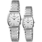 Longines La Grande Classique de Longines Tonneau White Dial Silver Steel Strap Watch untuk Wanita - L4.205.4.11.6