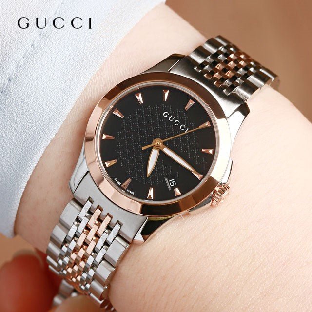 GUCCIレディース腕時計 Gucci Women's Swiss Made Quartz Stainless Steel Black Dial 27mm