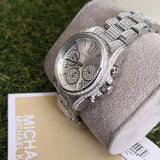 Michael Kors Mini Bradshaw Crystals Silver Dial Silver Steel Strap Watch For Women - MK6454