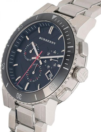 Burberry The City Black Dial Silver Steel Strap Watch for Men