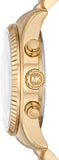 Michael Kors Lexington Chronograph Blue Dial Gold Steel Strap Watch For Women - MK7216