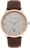 Emporio Armani Giovanni Quartz White Dial Brown Leather Strap Watch For Men - AR11211