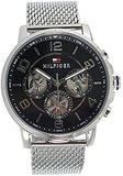 Tommy Hilfiger Quartz Chronograph Black Dial Silver Mesh Bracelet Watch for Men - 1791292