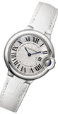 Cartier Ballon Bleu De Cartier Silver Dial White Leather Strap Watch for Women - W6920086