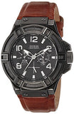 Guess Rigor Analog Black Dial Brown Leather Strap Watch For Men - W0040G8