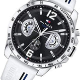 Tommy Hilfiger Multi Function Quartz Black Dial White Rubber Strap Watch for Men - 1791475