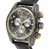 Versace V Ray Chronograph Grey Dial Black Leather Strap Watch for Men - VDB020014