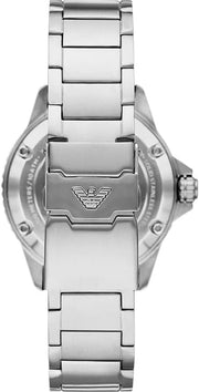 Emporio Armani Sea Explorer Meccanico Automatic Blue Dial Silver Steel Strap Watch For Men - AR60059
