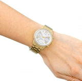 Guess Mini Sunrise Diamonds Silver Dial Gold Steel Strap Watch for Women - W0623L3