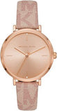 Michael Kors Jayne Three Hand Rose Gold Dial Pink Leather Strap Watch For Women - MK7130