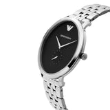 Emporio Armani Classic Quartz Black Dial Silver Steel Strap Watch For Men - AR11161