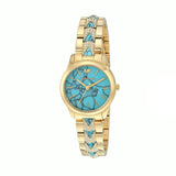 Michael Kors Petite Runway Mercer Blue Dial Gold Steel Strap Watch For Women - MK6673