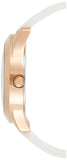 Guess Crush Crystals Gold Dial White Rubber Strap Watch for Women - W1223L3