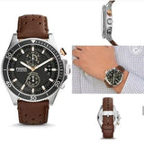 Fossil Wakefield Black Dial Brown Leather Strap Watch for Men - CH2944