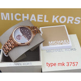 Michael Kors Lauryn Rose Gold Dial Brown Steel Strap Watch for Women - MK3757