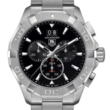 Tag Heuer Aquaracer Quartz Chronograph Black Dial Silver Steel Strap Watch for Men - CAY1110.BA0927