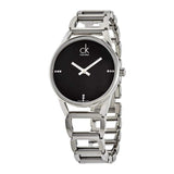 Calvin Klein Stately Black Dial Silver Steel Strap Watch for Women - K3G2312S