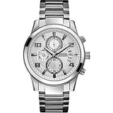 Guess Exec Quartz Silver Dial Silver Steel Strap Watch for Men - W0075G3