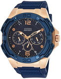 Guess Genesis Quartz Blue Dial Blue Silicone Strap Watch For Men - W1254G3