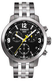 Tissot PRC 200 Chronograph Black Dial Silver Steel Strap Watch For Men - T055.417.11.057.00