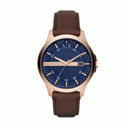 Armani Exchange Hampton Chronograph Blue Dial Brown Leather Strap Watch For Men - AX2172