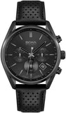 Hugo Boss Champion Black Dial Black Leather Strap Watch for Men - 1513880