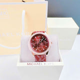 Michael Kors Tibby Multifunction Red Dial Red Leather Strap Watch For Women - MK2967