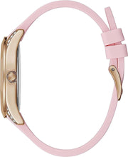 Guess Clarity Gold Dial Pink Silicone Strap Watch for Women - GW0109L2
