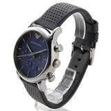 Emporio Armani Luigi Chronograph Blue Dial Black Leather Strap Watch For Men - AR1736