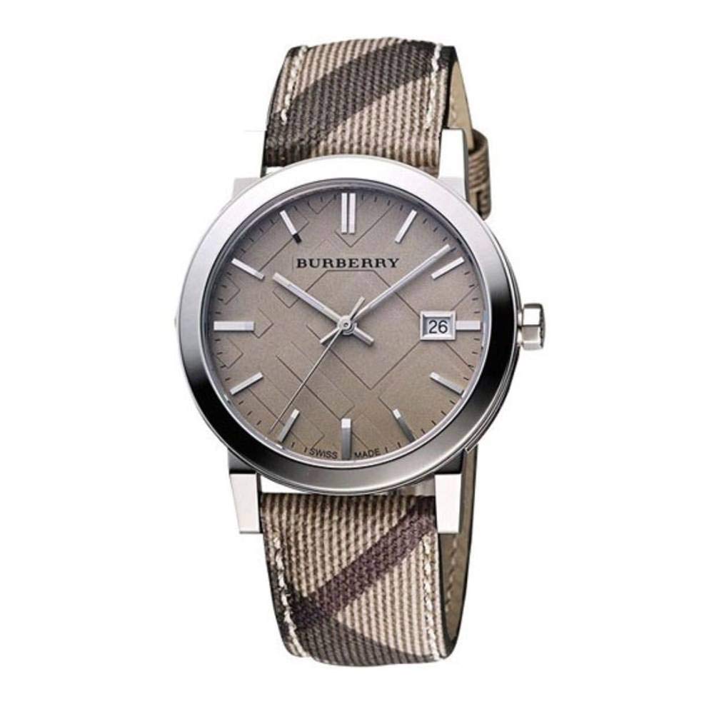 BURBERRY アナログ時計 シルバー/ブラウン Burberry The City Nova Beige Dial Grey Leather Strap Watch for Women