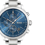 Hugo Boss Grand Prix Blue Dial Silver Steel Strap Watch for Men - 1513478