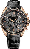 Hugo Boss Driver Black Dial Black Leather Strap Watch for Men - 1513092