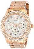 Guess Bedazzle Diamonds Silver Dial Rose Gold Steel Strap Watch For Women - W1097L3