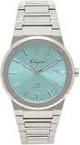 Salvatore Ferragamo F-80 Classic Tiffany Blue Dial Silver Steel Strap Watch for Men - SFDT02323