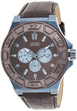 Guess Force Quartz Brown Dial Brown Leather Strap Watch For Men - W0674G5