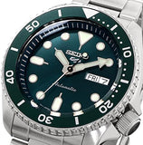 Seiko 5 Sports Automatic Green Dial Silver Steel Strap Watch For Men - SRPD61K1