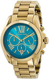 Michael Kors Bradshaw Chronograph Blue Dial Gold Steel Strap Watch For Women - MK5975