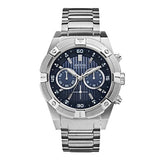 Guess Jolt Chronograph Blue Dial Silver Steel Strap Watch for Men - W0377G2