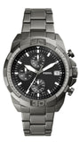 Fossil Bronson Chronograph Black Dial Grey Steel Strap Watch for Men - FS5852