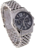 Michael Kors Runway Chronograph Black Dial Silver Steel Strap Watch For Women - MK5708