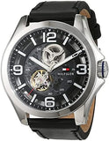 Tommy Hilfiger Bruce Analog Black Dial Black Leather Strap Watch for Men - 1791279