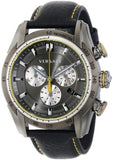 Versace V Ray Chronograph Grey Dial Black Leather Strap Watch for Men - VDB020014