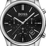 Hugo Boss Commander Black Dial Silver Steel Strap Watch for Men - 1513433