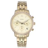 Fossil Neutra Chronograph Gold Dial Gold Steel Strap Watch for Women - ES5219